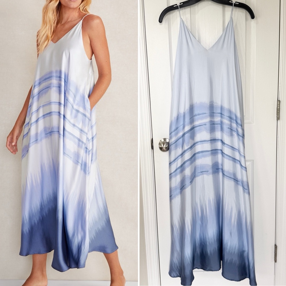 Haven Well Within Silky Dip Dye Maxi Dress Blue Size XS
